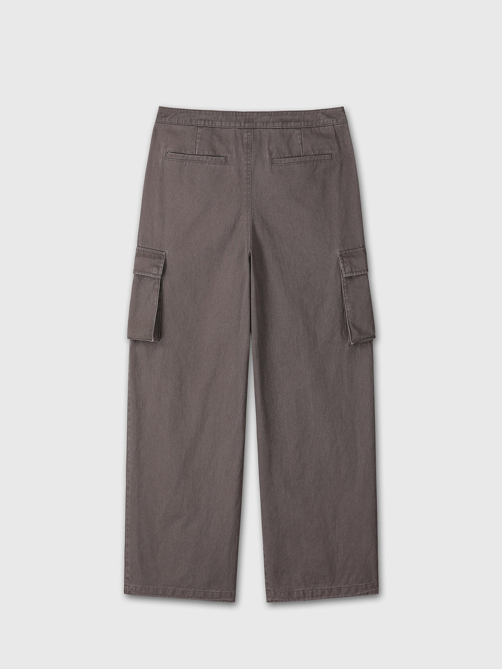 (W) COTTON DRAWSTRING CARGO TROUSERS_ PALE BROWN
