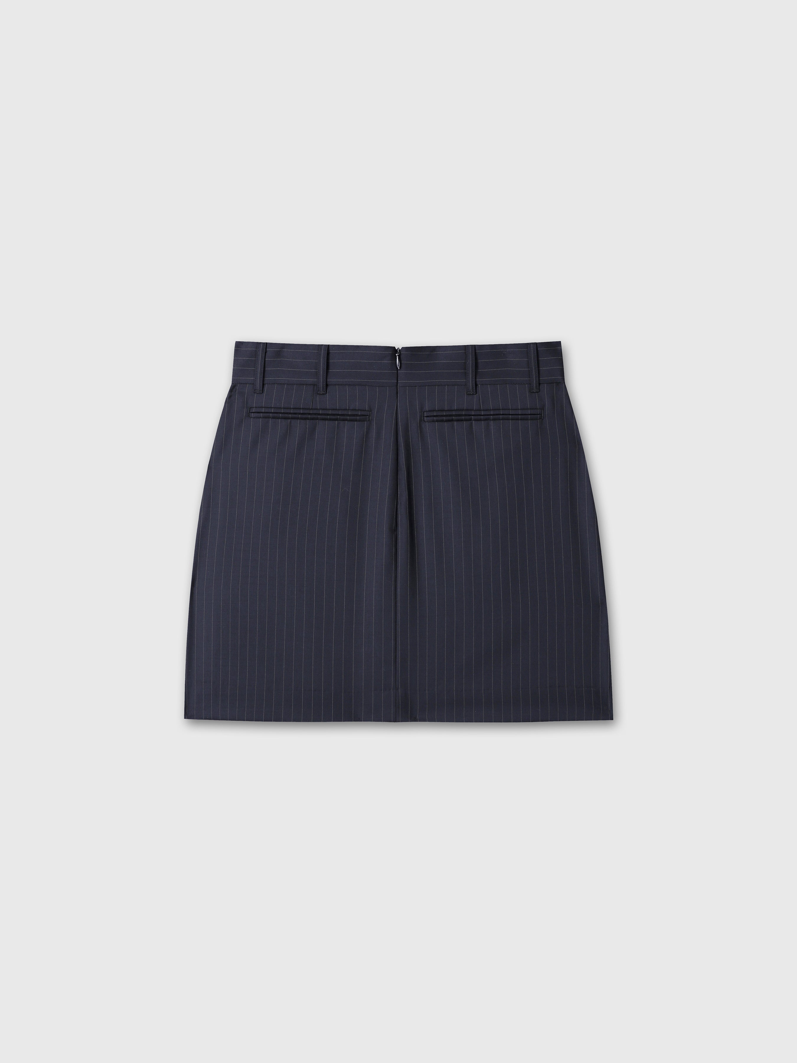 (W) WOOL PIN STRIPED MINI SKIRT_ NAVY PINSTRIPE