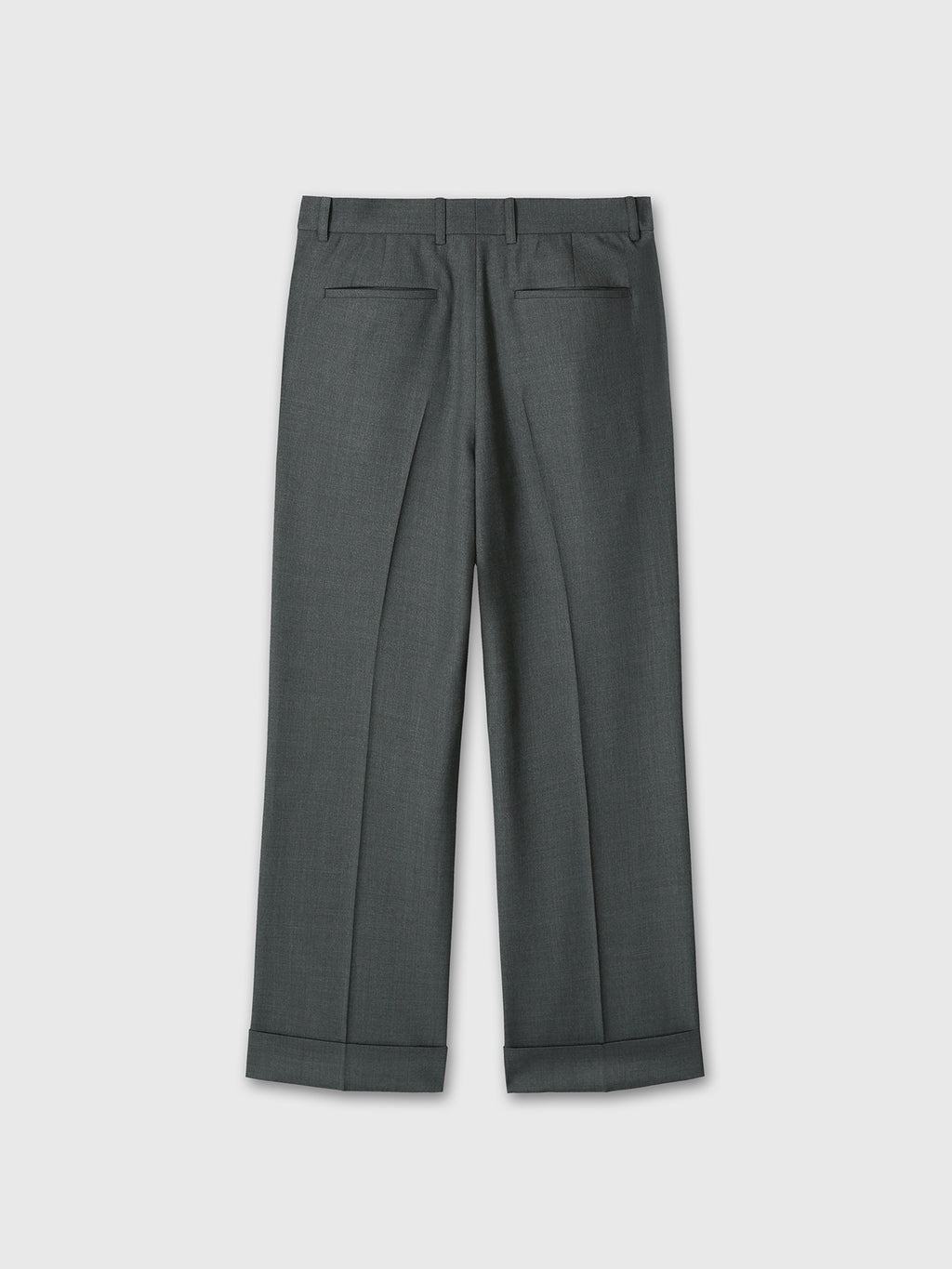 WOOL CUFFED TROUSERS_ MOSS GREY