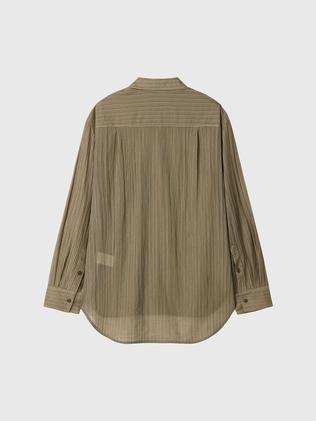 (W) LYOCELL OVERSIZED STRIPE SHIRT_ OLIVE STRIPE