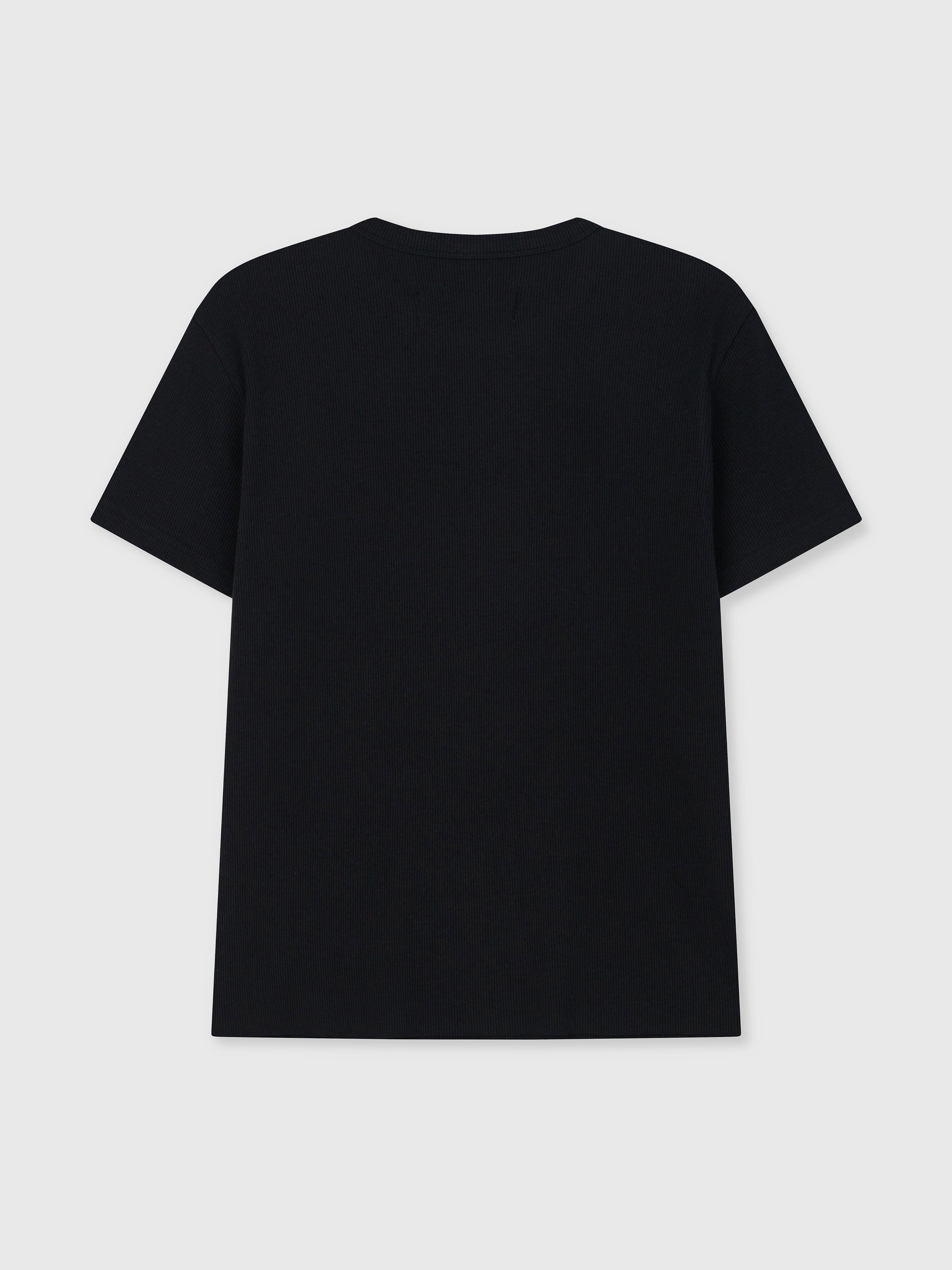 SOFT RIBBED FITTED T-SHIRT_ BLACK