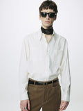 CROCODILE-EMBOSSED LEATHER BRASS BUCKLE BELT_ BLACK