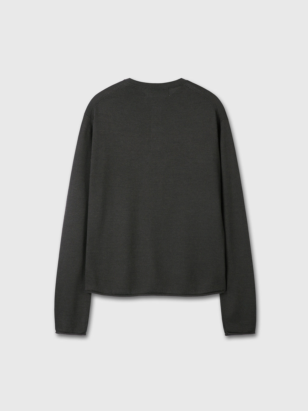 EXTRA FINE WOOL RAW HEM HENLEY NECK KNIT_ ANTHRACITE