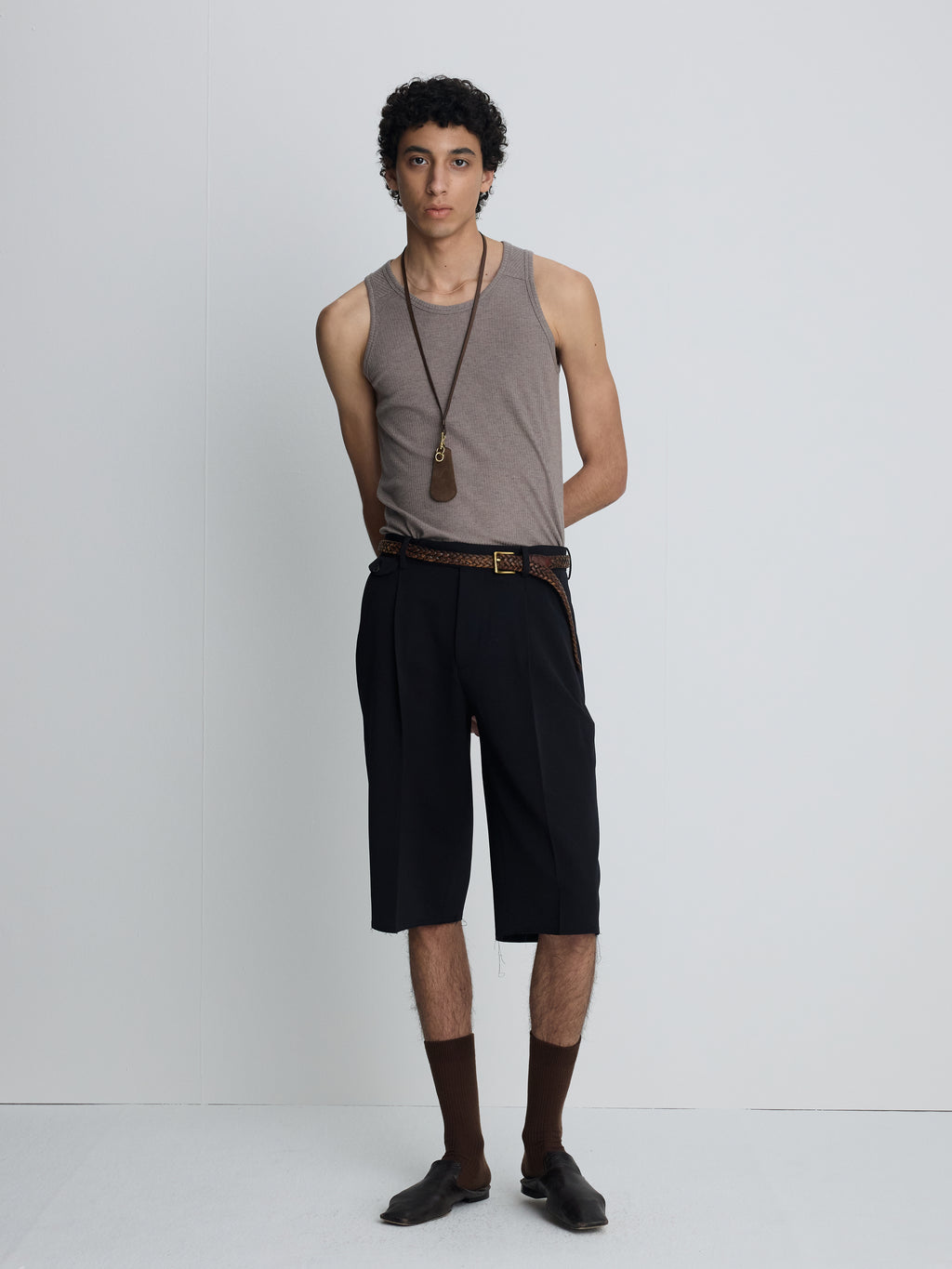 SILK LYOCELL RIB TANK TOP (JAPANESE FABRIC)_ TAUPE