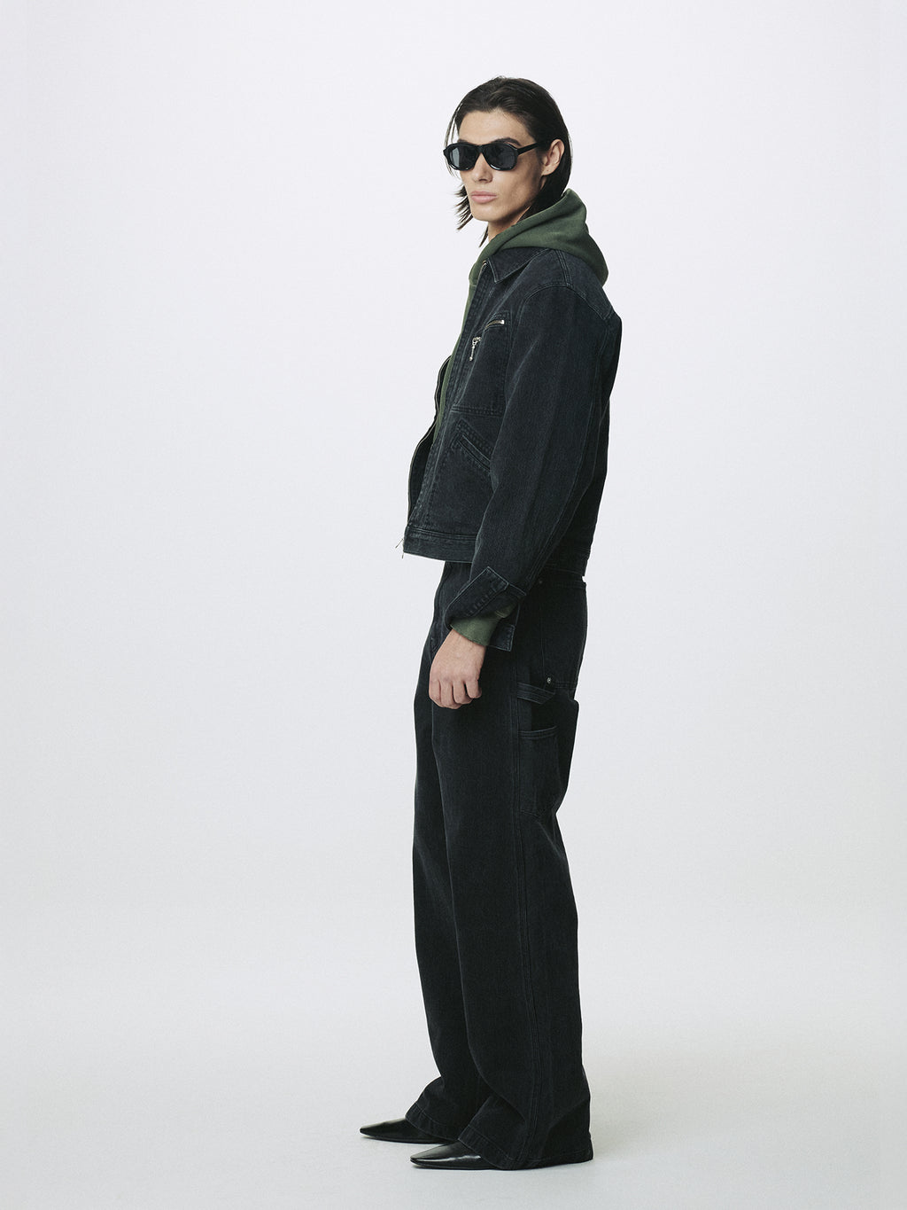 CORD TWILL DENIM ZIPPRERD JACKET_ FADED BLACK