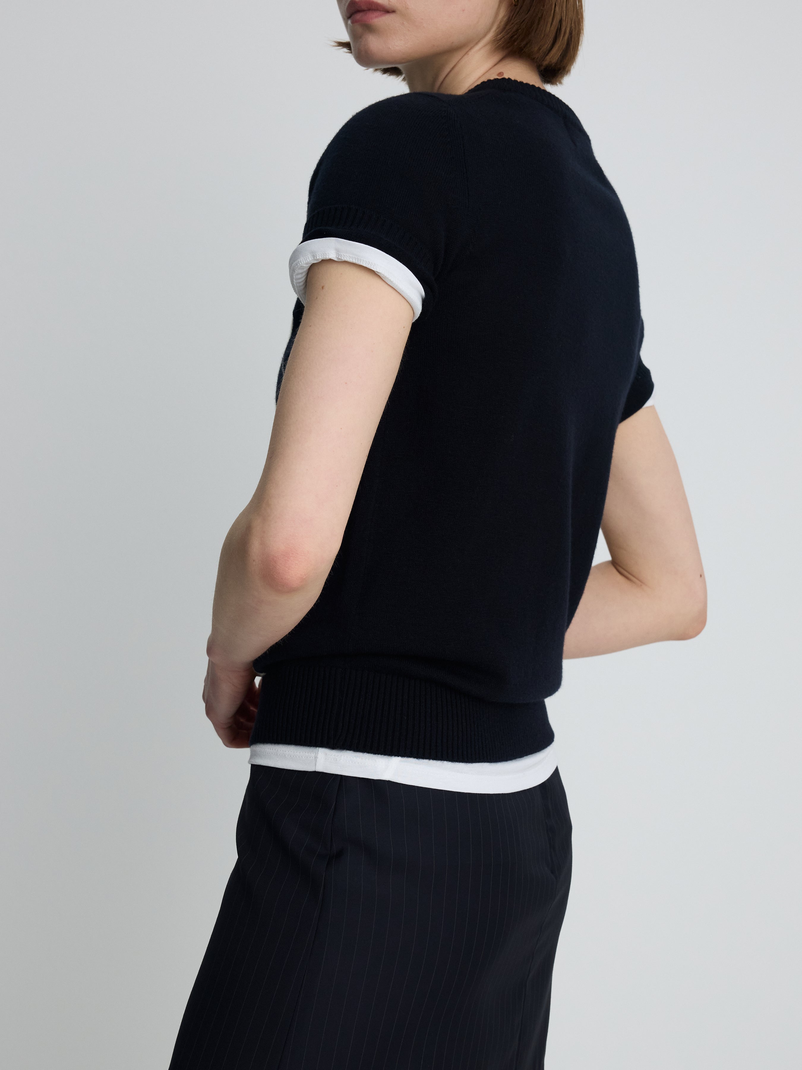 (W) WOOL PIN STRIPED MINI SKIRT_ NAVY PINSTRIPE