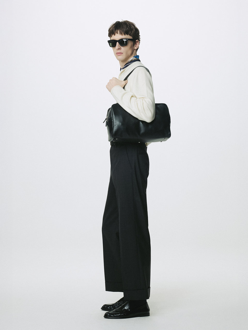 WOOL CUFFED TROUSERS_ CHARCOAL