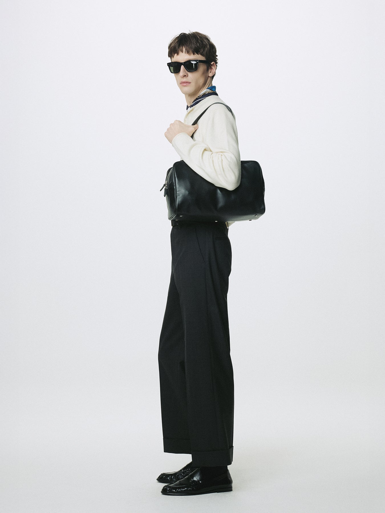 WOOL CUFFED TROUSERS_ CHARCOAL