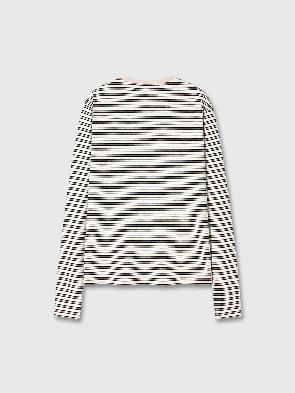 STRIPED LONG SLEEVE TOP_ CREAM/BLACK