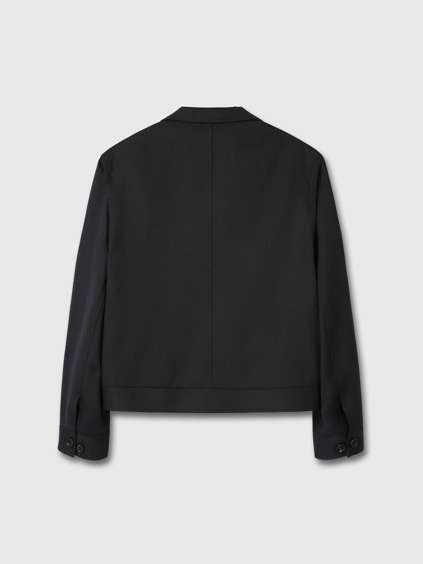 WOOL CROPPED TAILORED BLOUSON_ BLACK