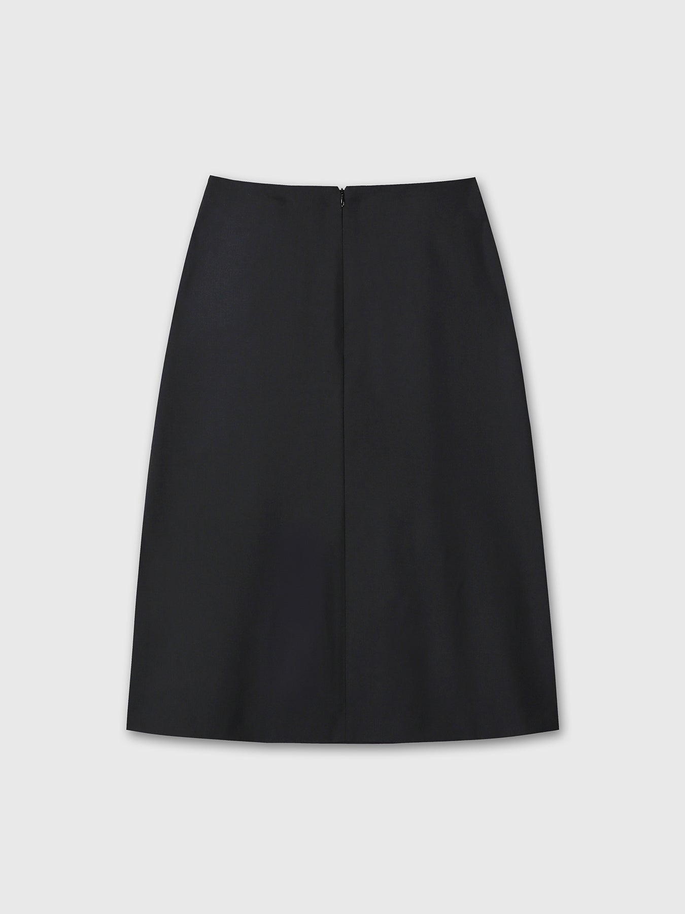(W) WOOL MIDI SKIRT_ BLACK