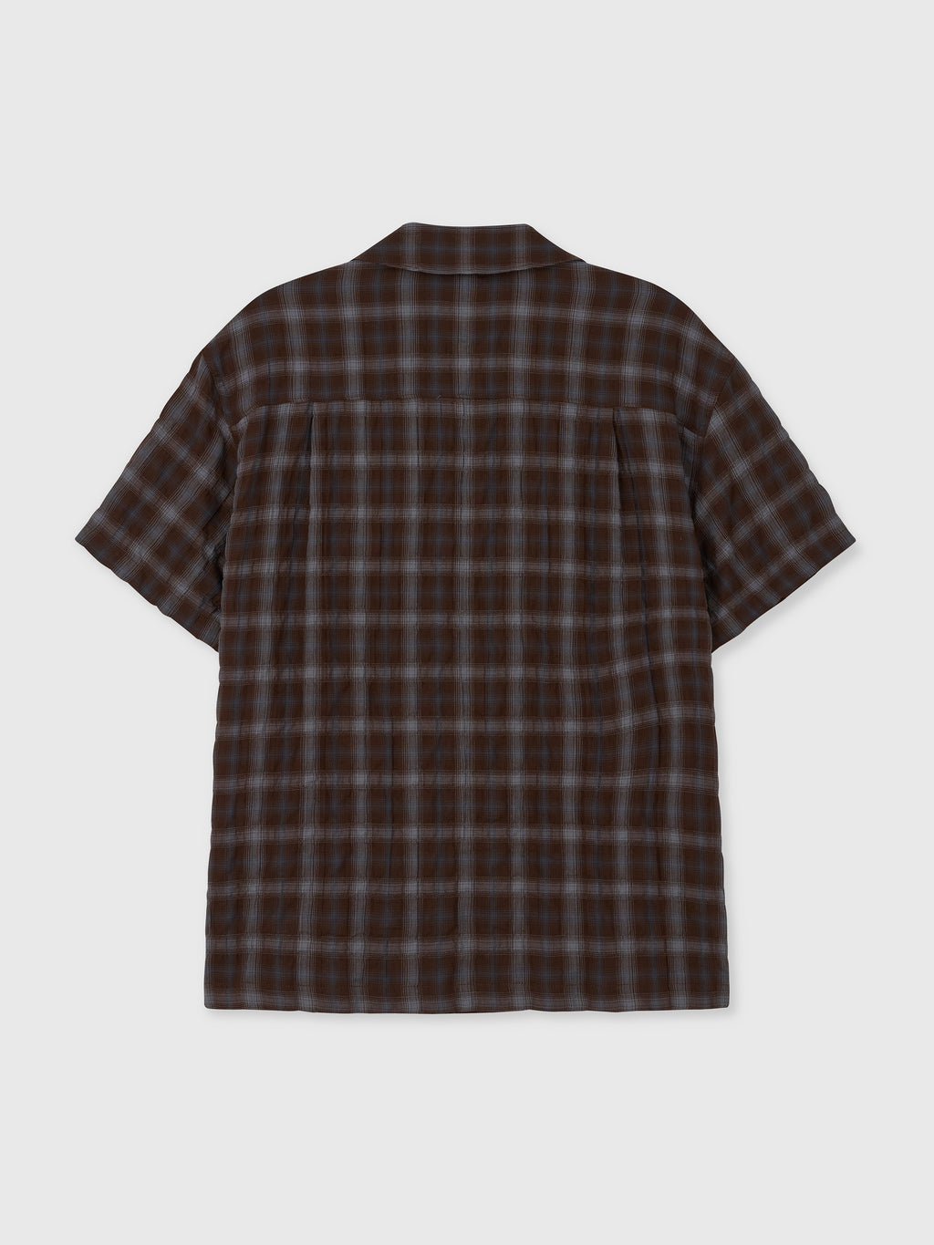CHECKED COTTON PEARL SNAP SHIRT_ UMBER/SLATE BLUE