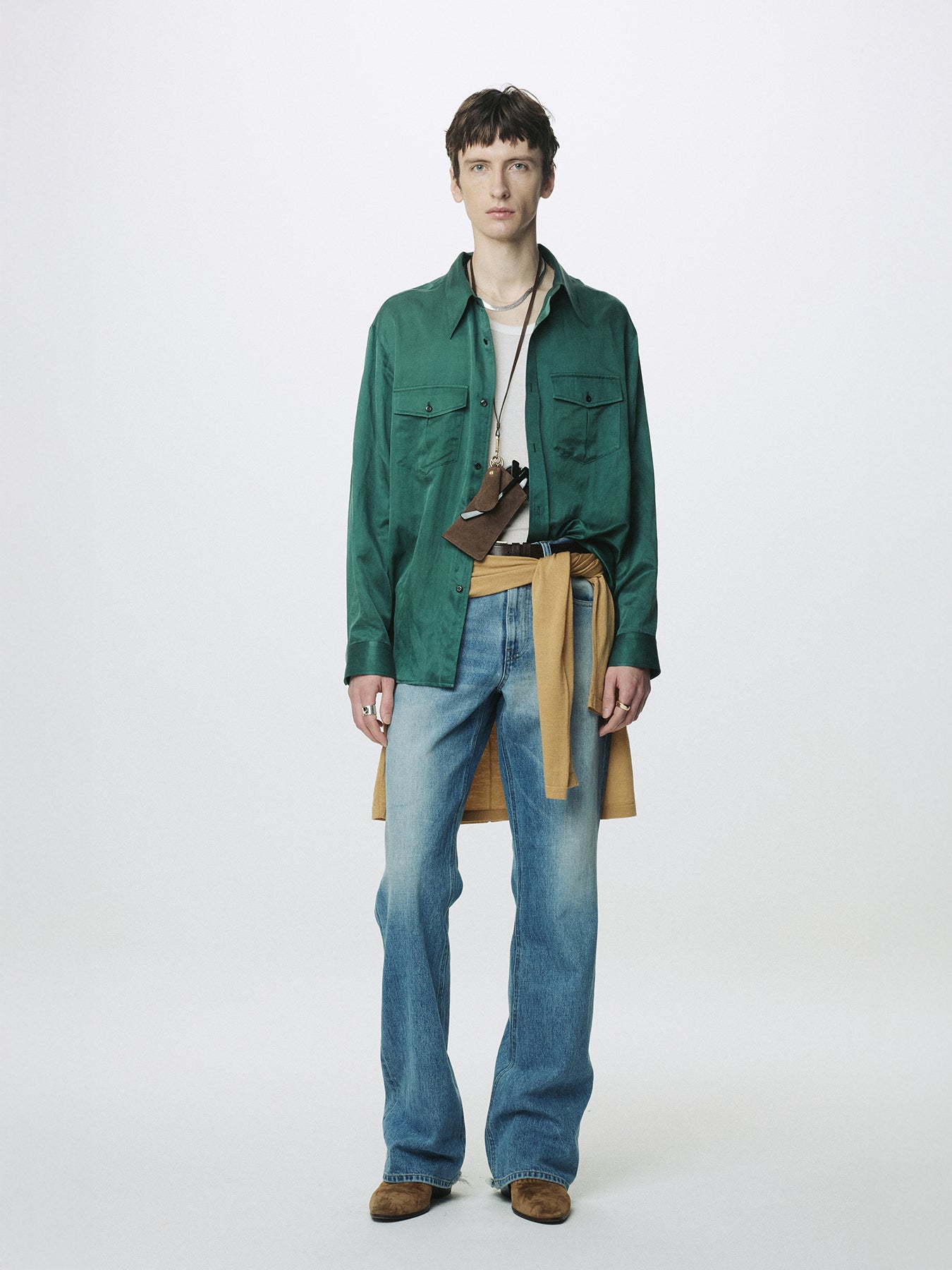 SILK COTTON DOUBLE POCKET SHIRT_ GREEN