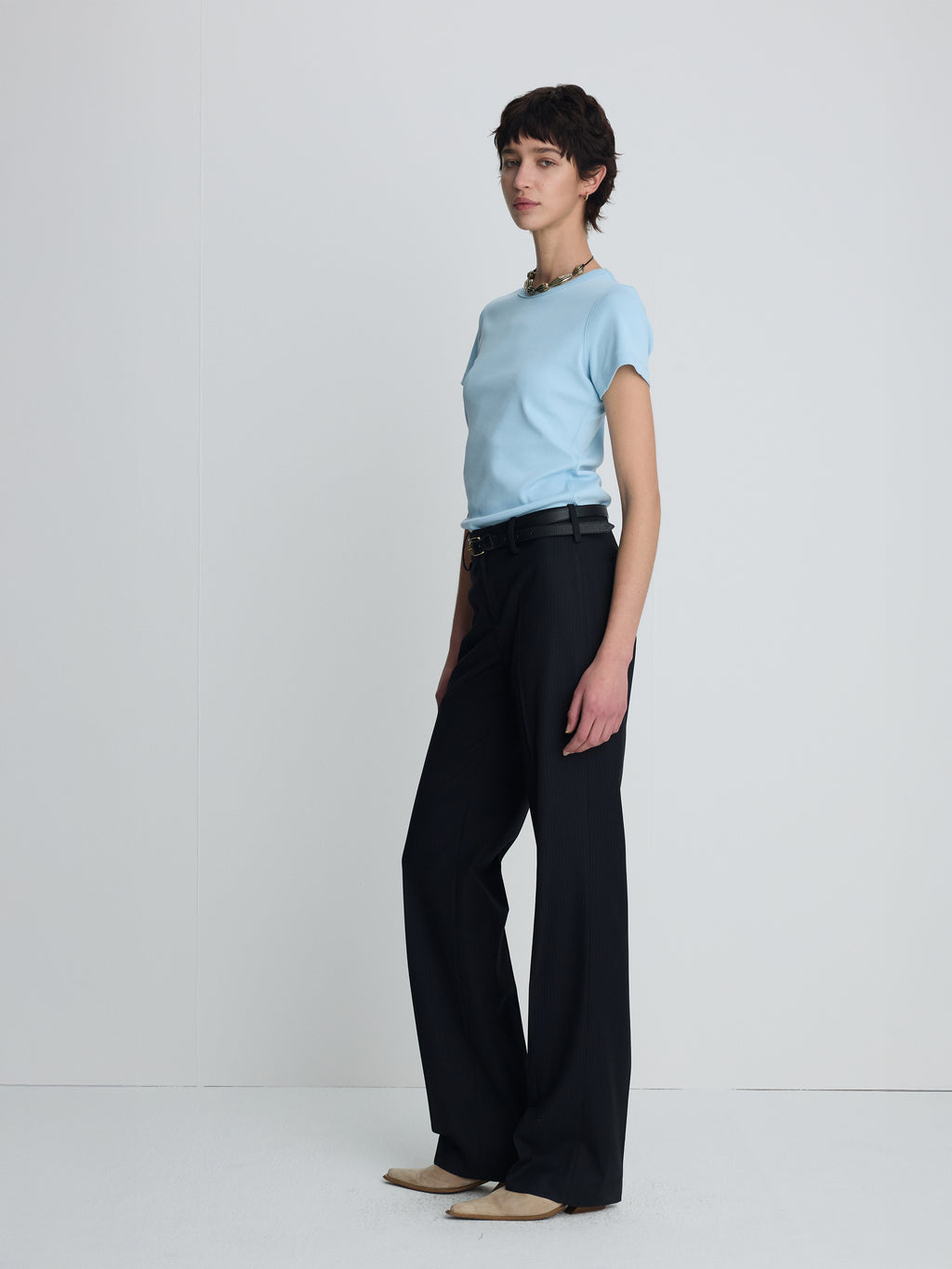 (W) WOOL STRAIGHT TROUSERS_ NAVY PINSTRIPE