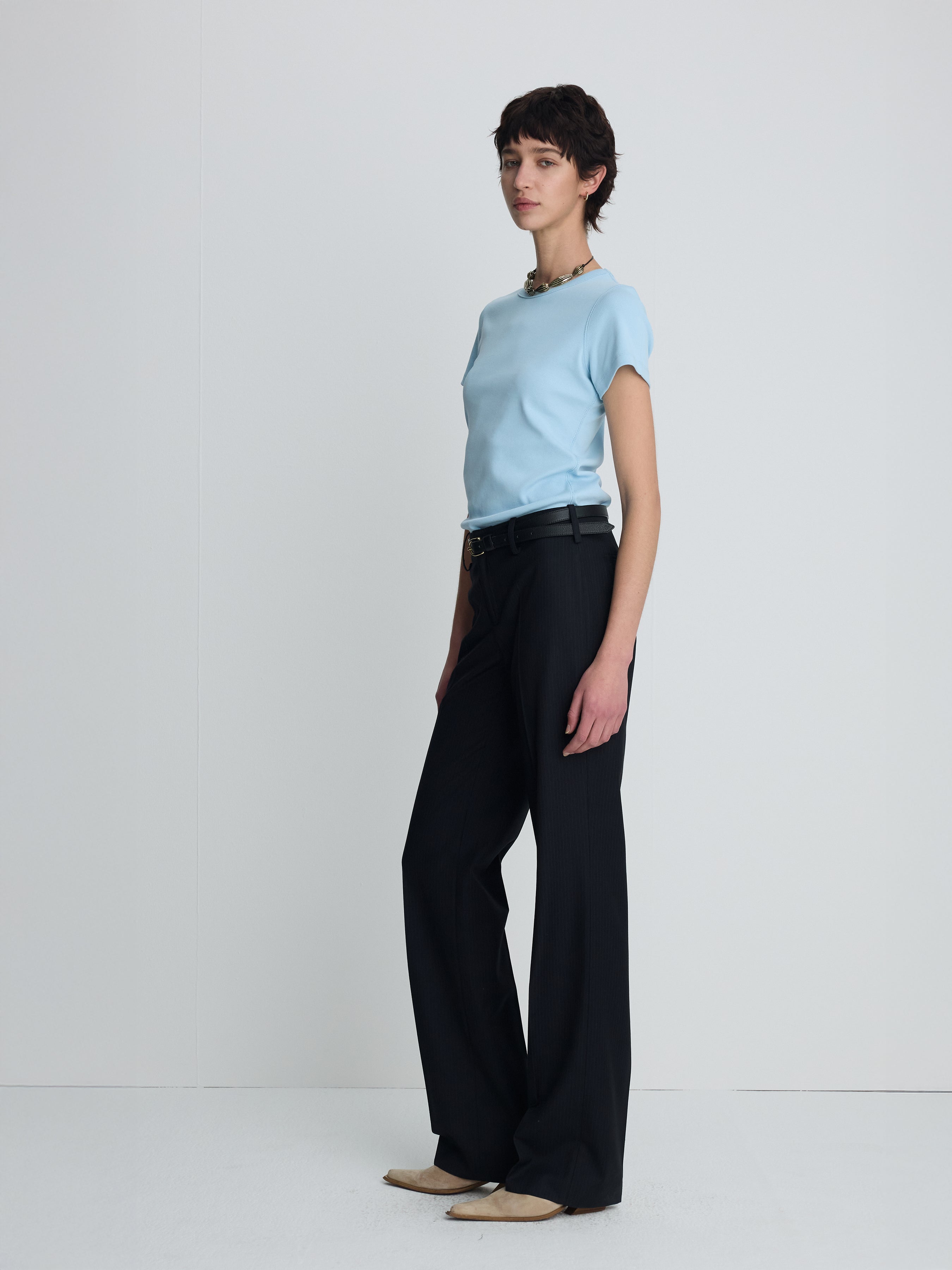 (W) WOOL STRAIGHT TROUSERS_ NAVY PINSTRIPE