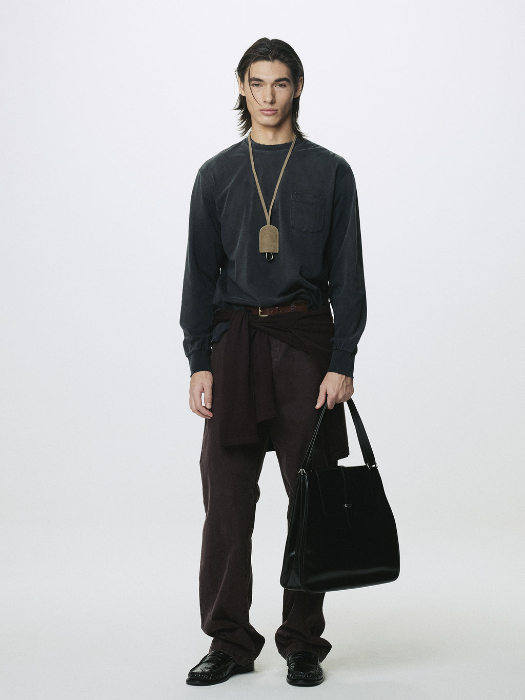 GARMENT DYED LONG SLEEVE CREW_ FADED BLACK
