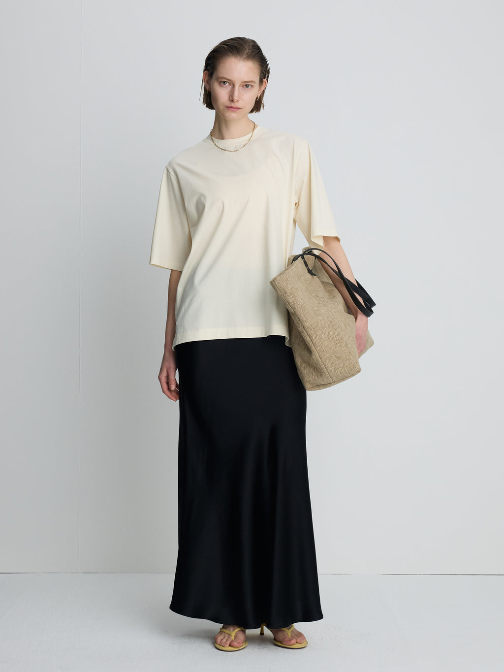 (W) SLIP MAXI SKIRT_ BLACK