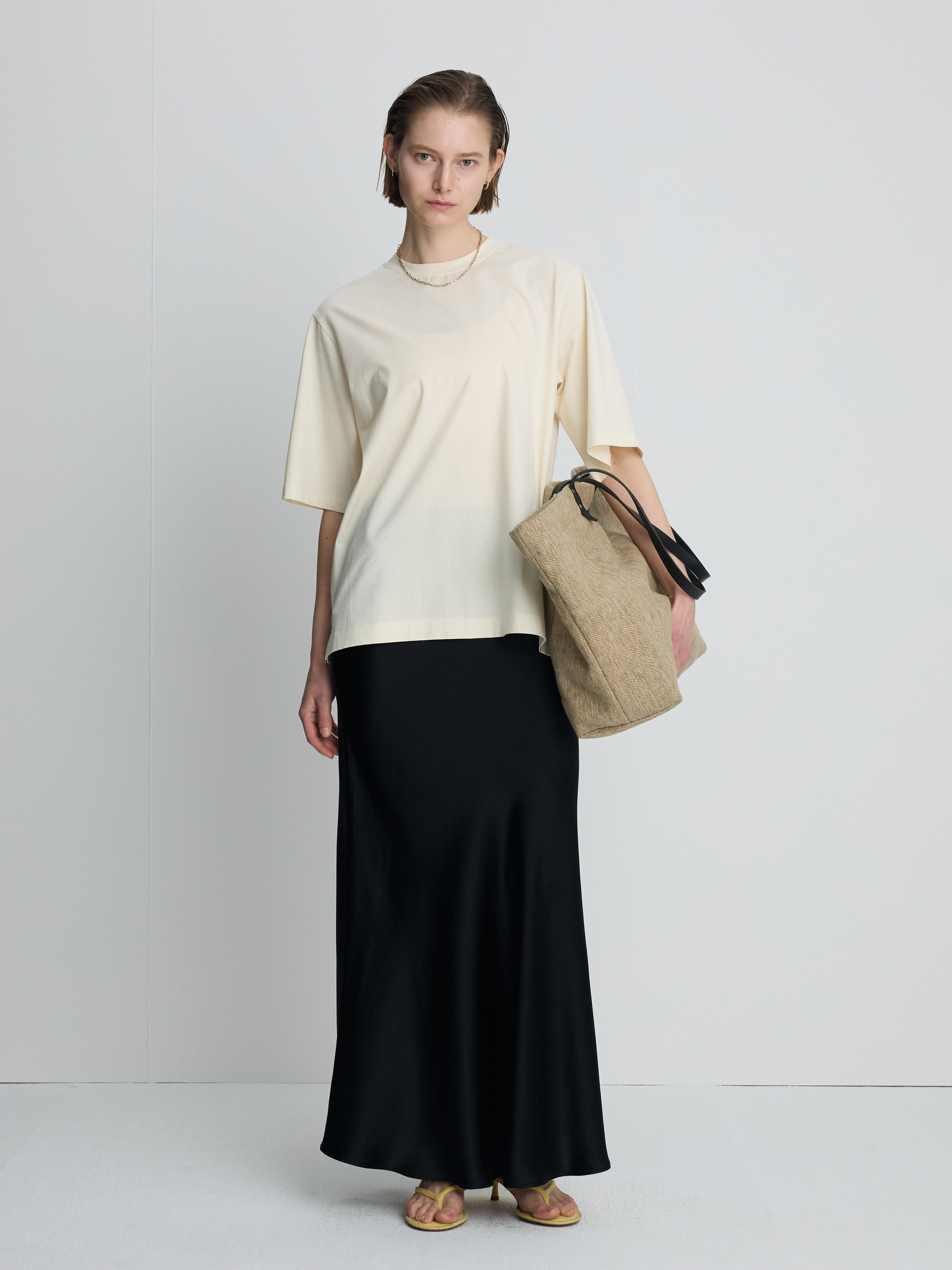 (W) SLIP MAXI SKIRT_ BLACK