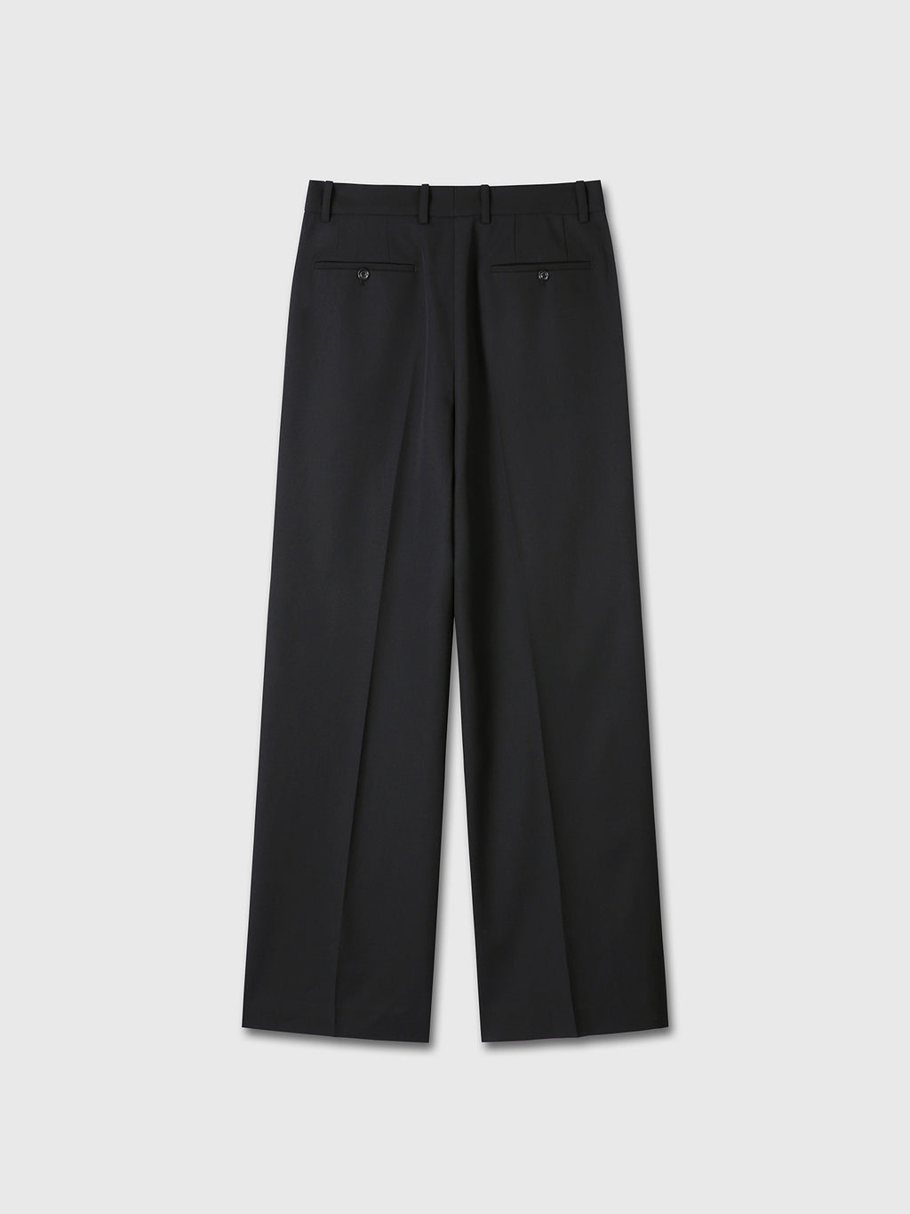 (W) WOOL DOUBLE-PLEATED WIDE TROUSERS_ BLACK