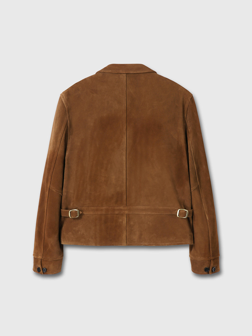 GOAT SUEDE BUCKLE ZIP JACKET_ CAMEL BROWN