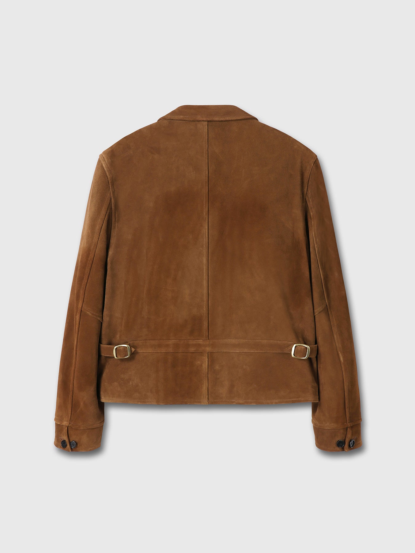 GOAT SUEDE BUCKLE ZIP JACKET_ CAMEL BROWN
