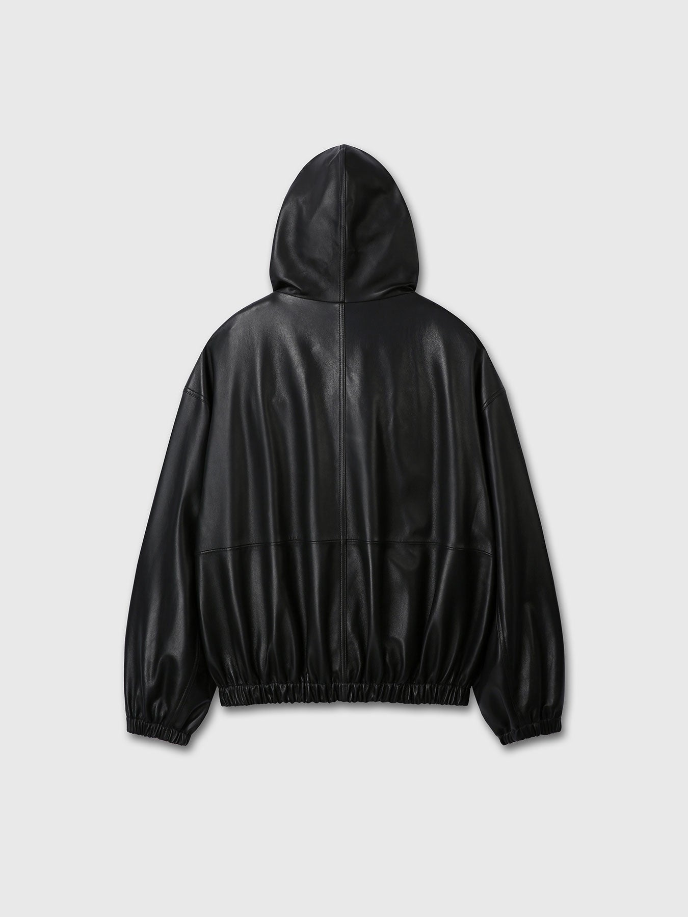 (W) NAPPA LEATHER HOODIE JACKET_ BLACK
