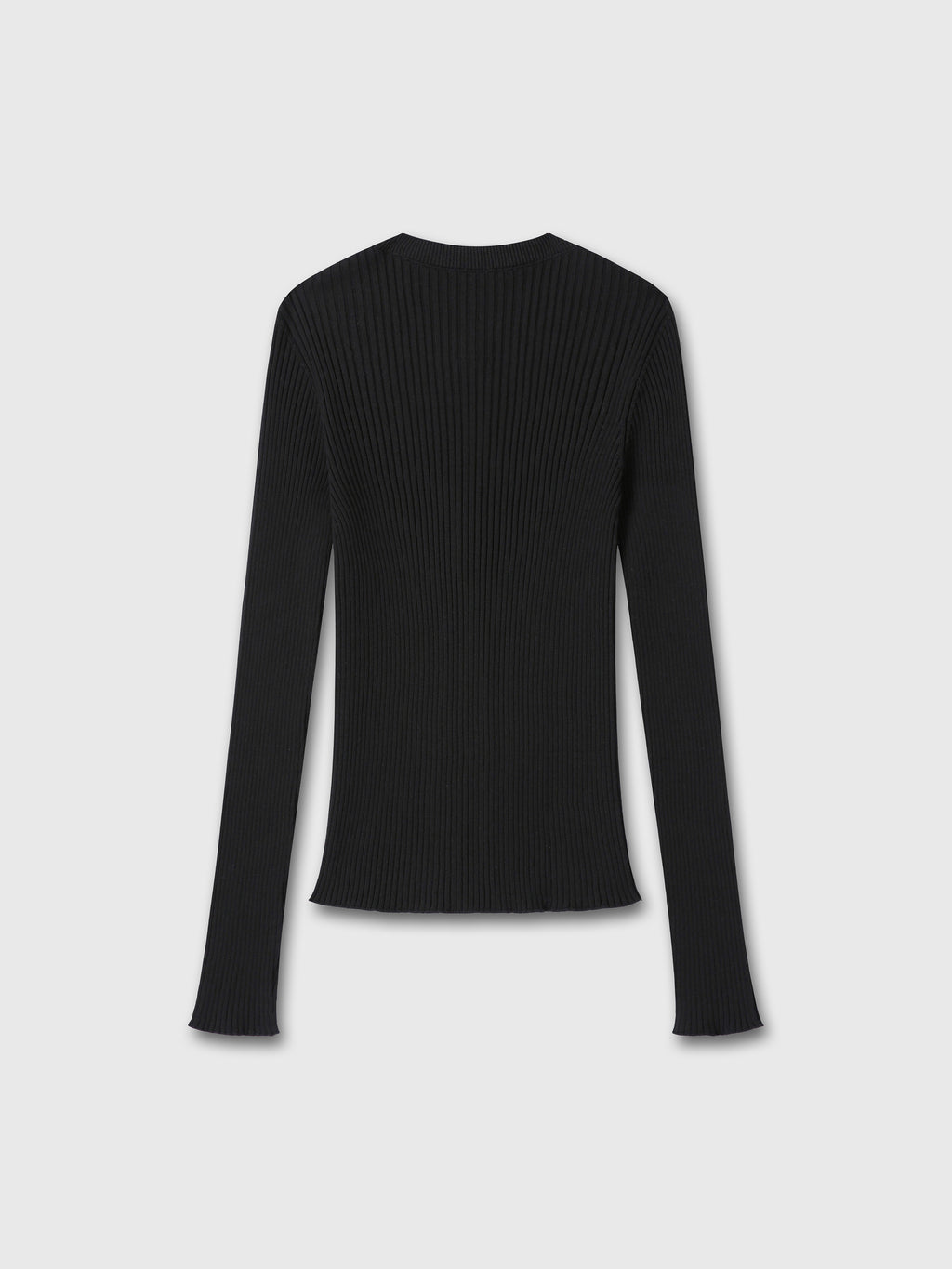 (W) SILK COTTON RIBBED BUTTON CARDIGAN_ BLACK