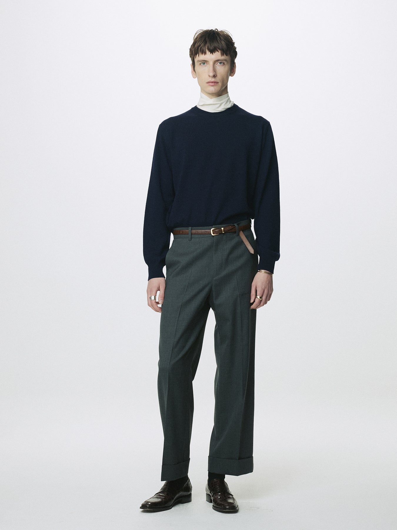 SPRING WOOL CREW NECK KNIT_ DARK NAVY