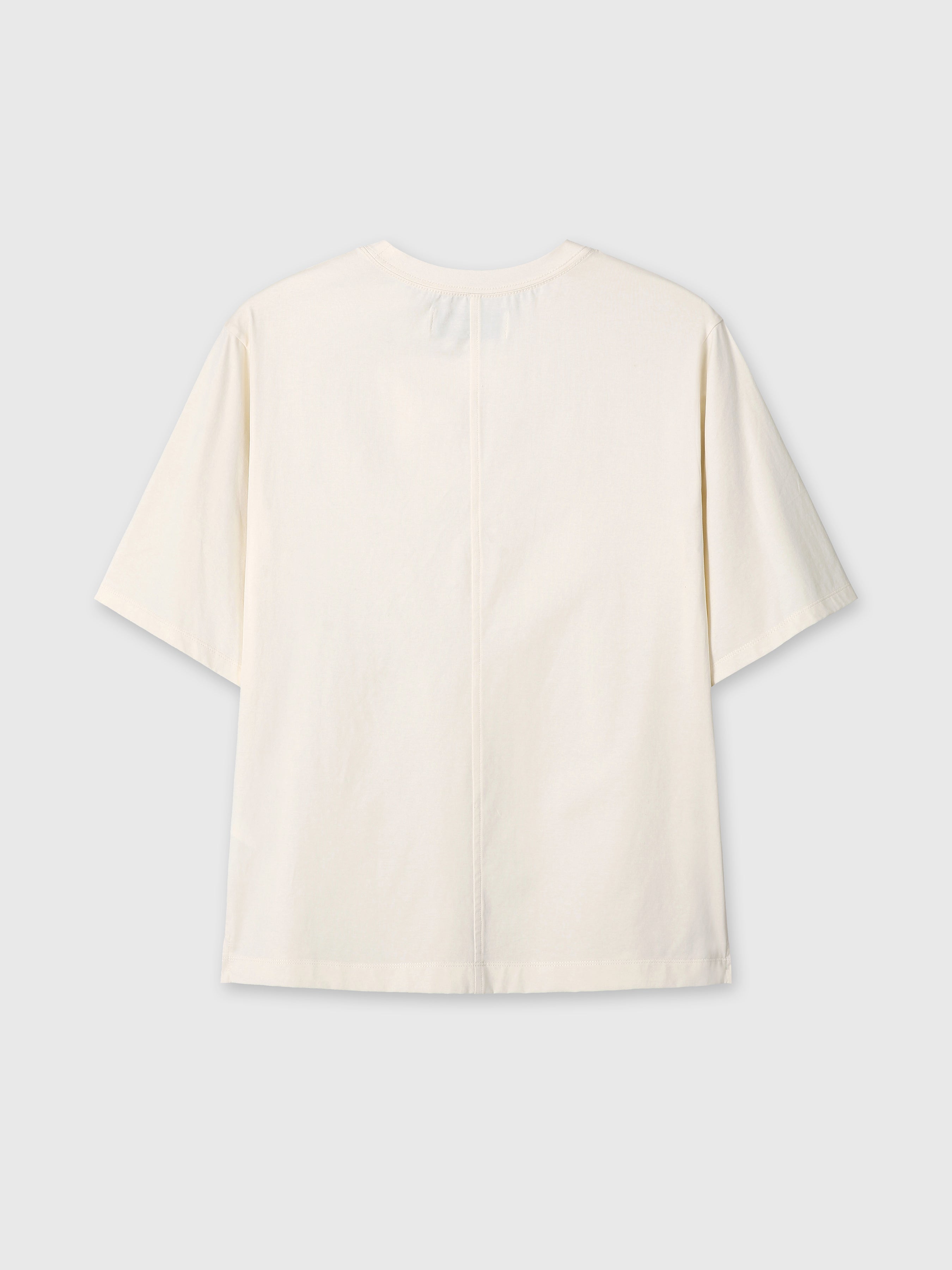 (W) HIGH-DENSITY RELAXED COTTON T-SHIRT_ PALE YELLOW
