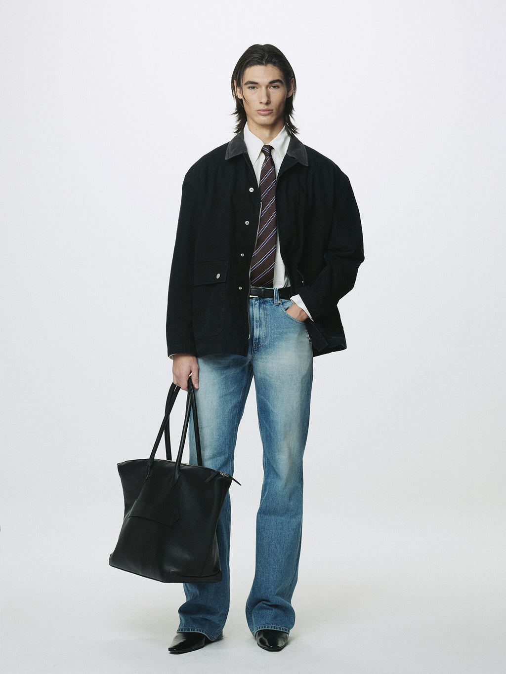 GARMENT WASHED BARN JACKET_ FADED BLACK