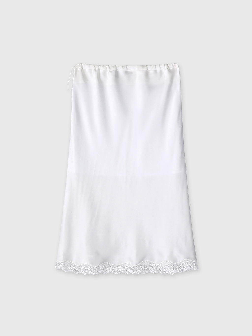 (W) SILK MIDI SKIRT_ OFF WHITE