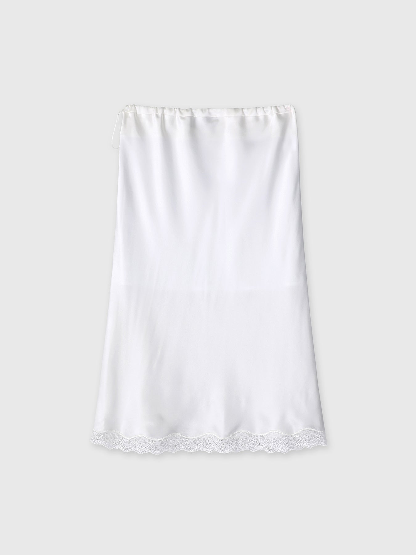 (W) SILK MIDI SKIRT_ OFF WHITE