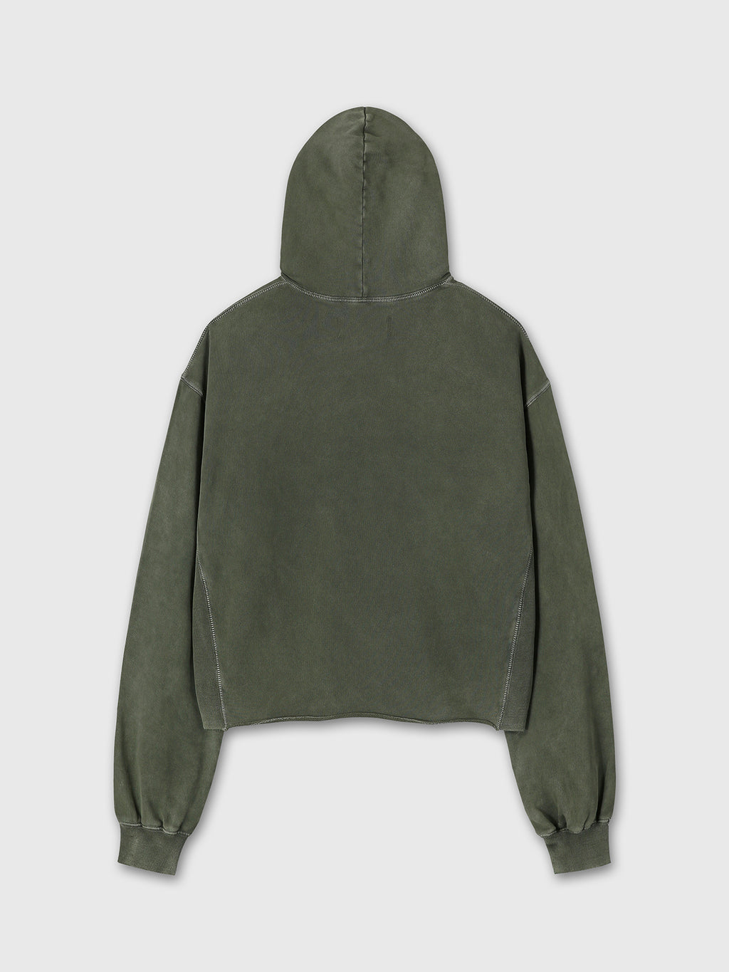 GARMENT DYED RAW EDGE HOODIE_ FADED GREEN