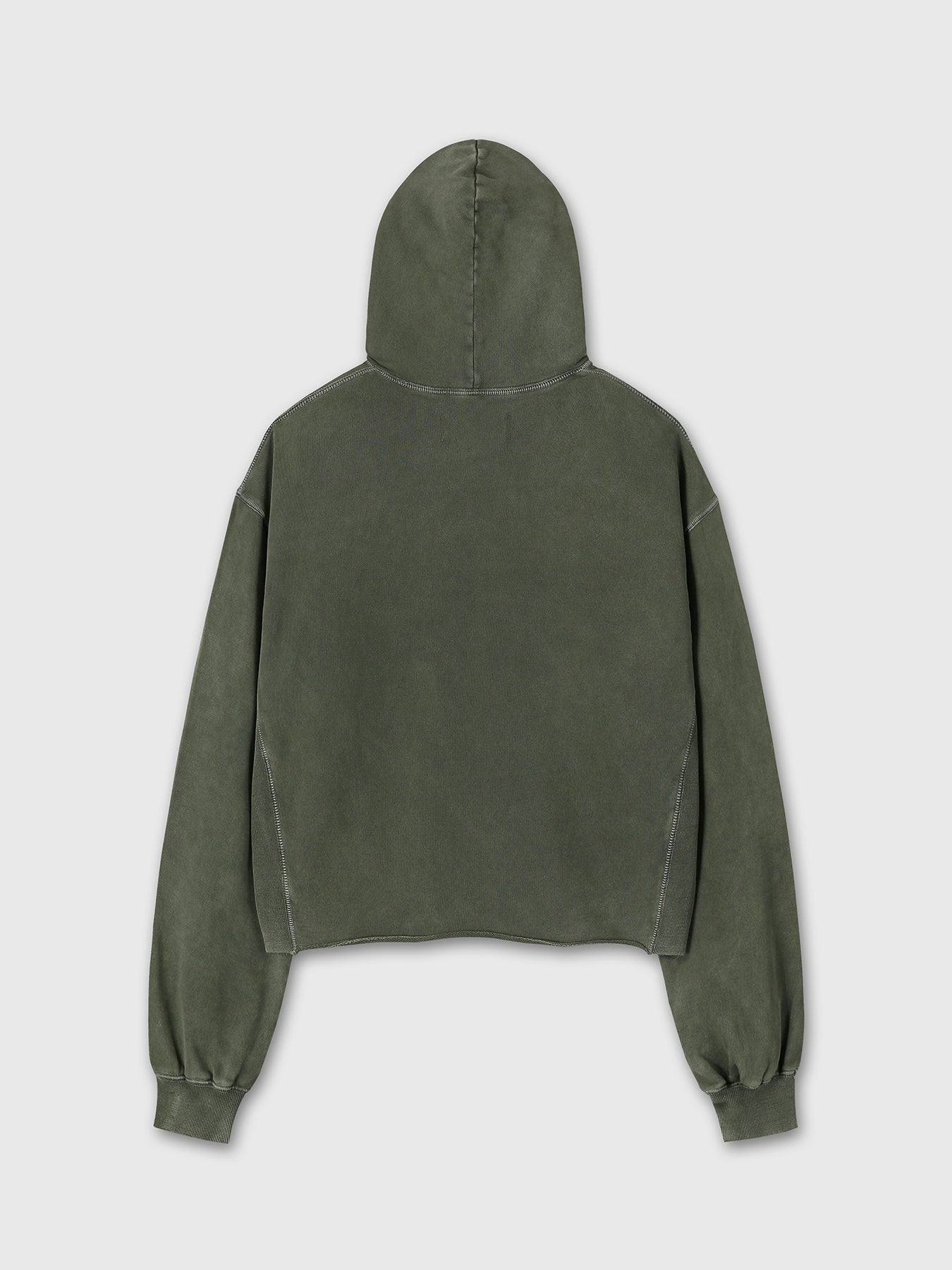 GARMENT DYED RAW EDGE HOODIE_ FADED GREEN