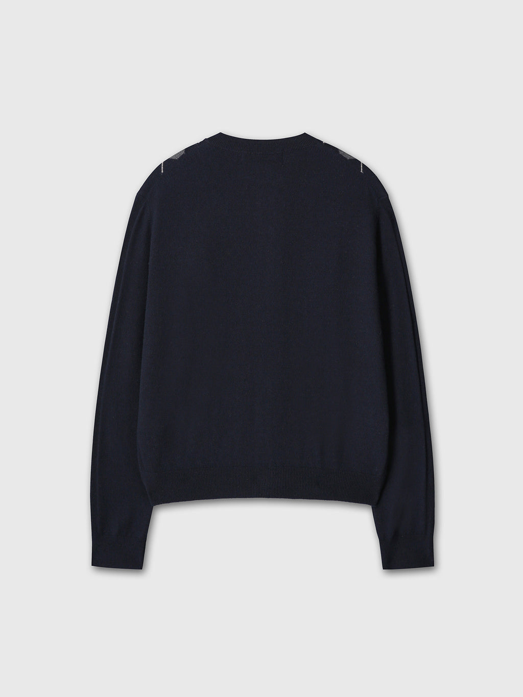 (W) MERINO WOOL ARGYLE CARDIGAN_ NAVY/GREY