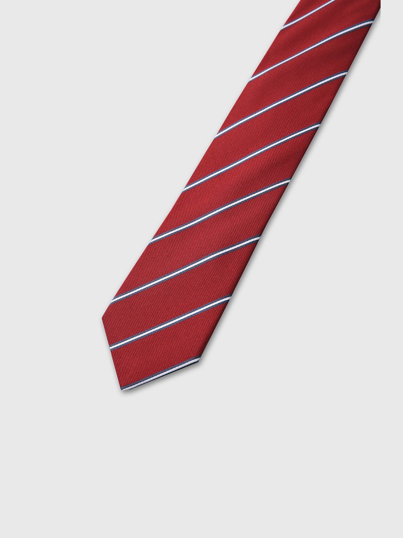STRIPED SILK TIE_ RED/NAVY/WHITE