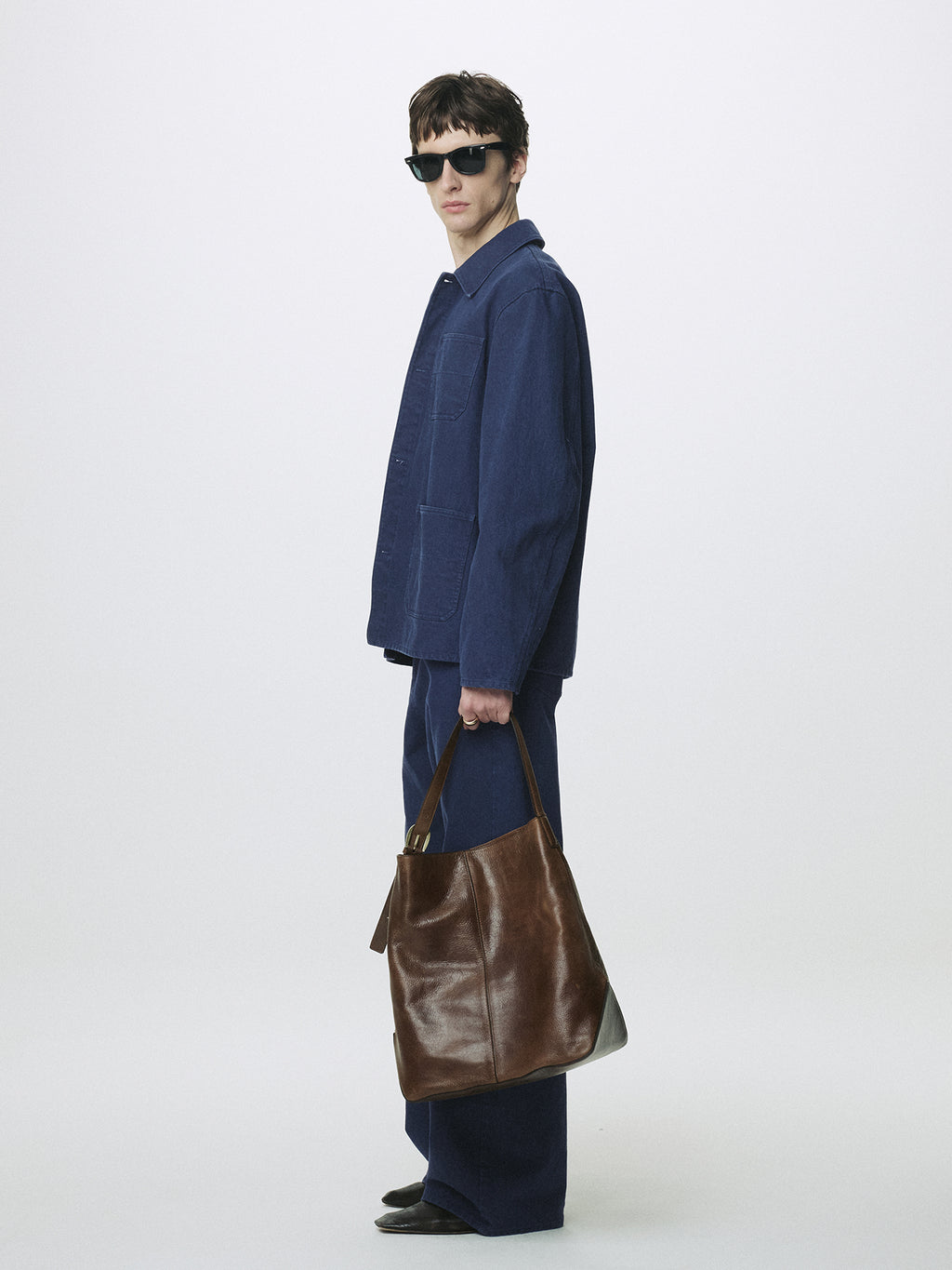 GARMENT WASHED COTTON TWILL UTILITY JACKET_ PURPLE BLUE