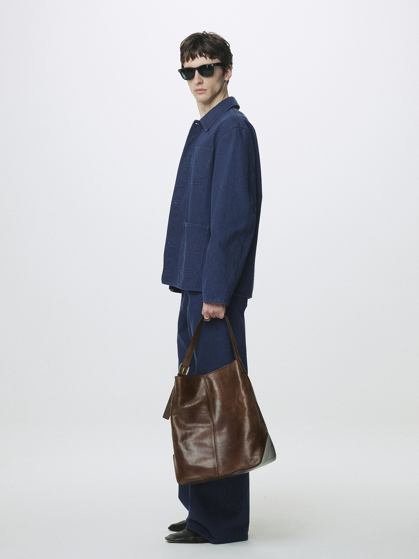 GARMENT WASHED COTTON TWILL UTILITY JACKET_ PURPLE BLUE