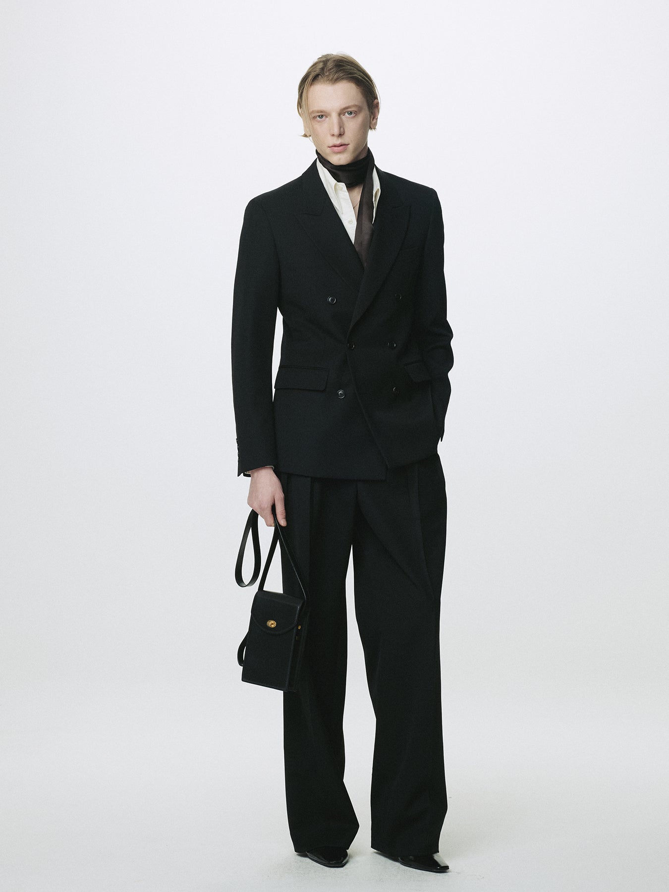WOOL DOUBLE-BREASTED TAILORED JACKET_ BLACK