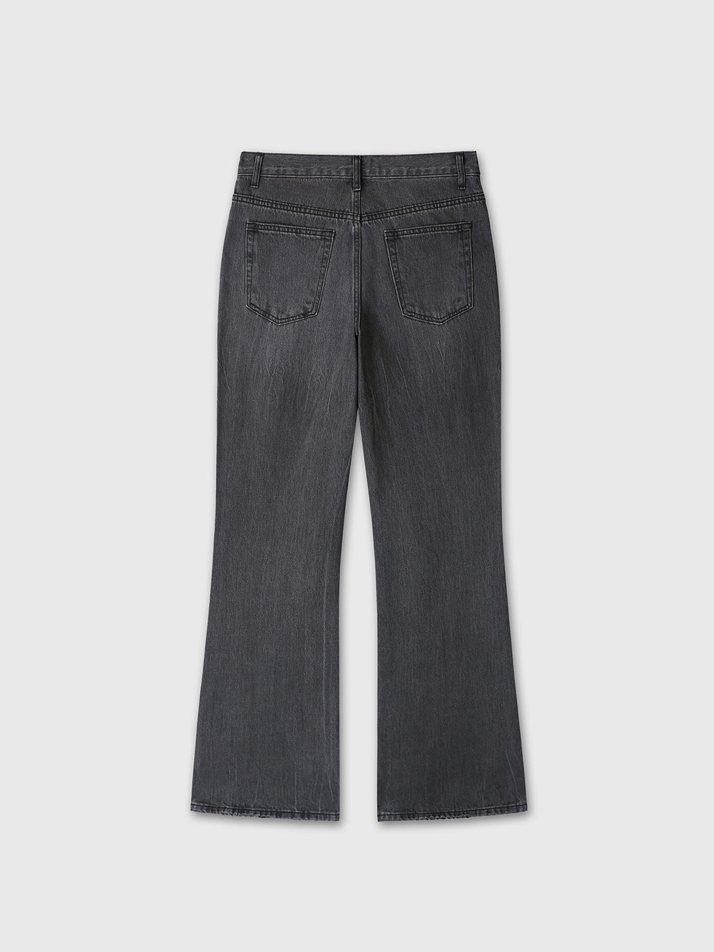 FLARED-LEG DISTRESSED DENIM JEANS_ WASHED BLACK