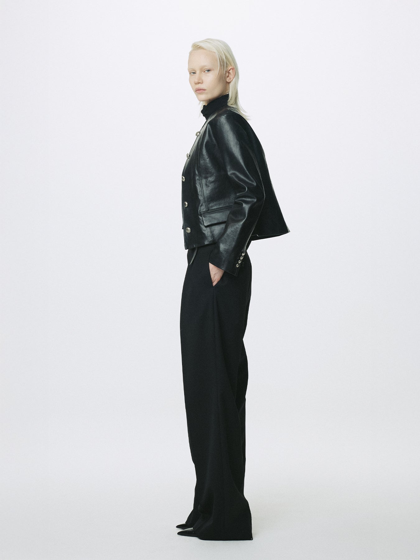 (W) LAMB LEATHER BLOUSON JACKET_ BLACK