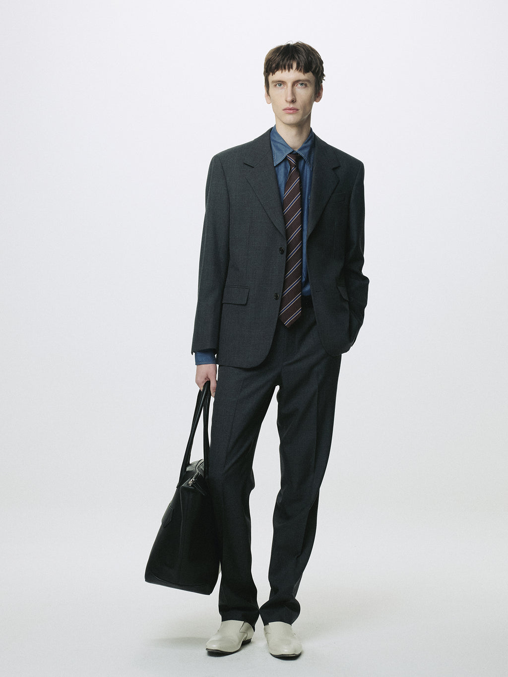 STRIPED SILK TIE_ BROWN/BLUE/BRONZE