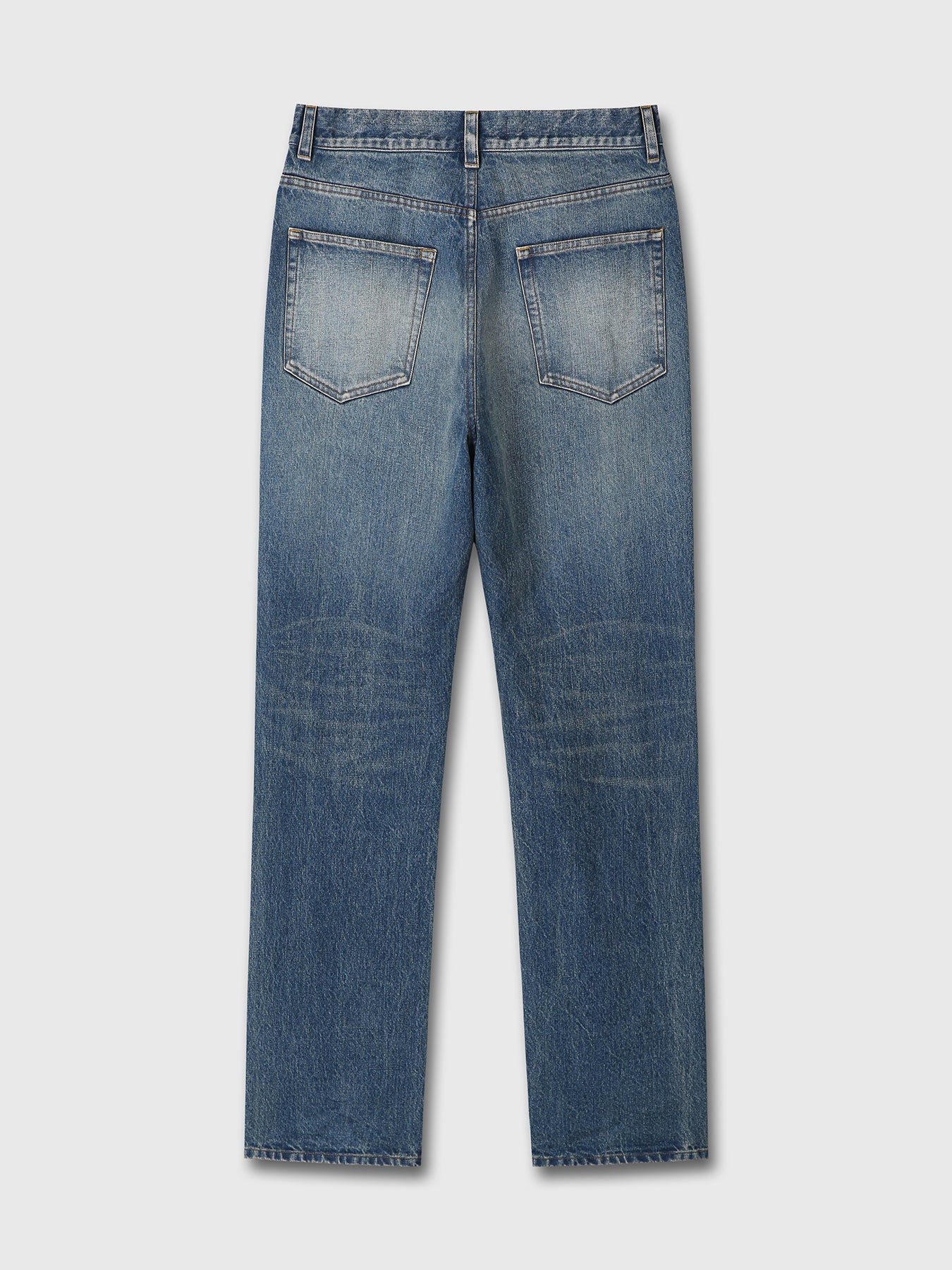 SLIM STRAIGHT DENIM JEANS_ VINTAGE WASHED BLUE