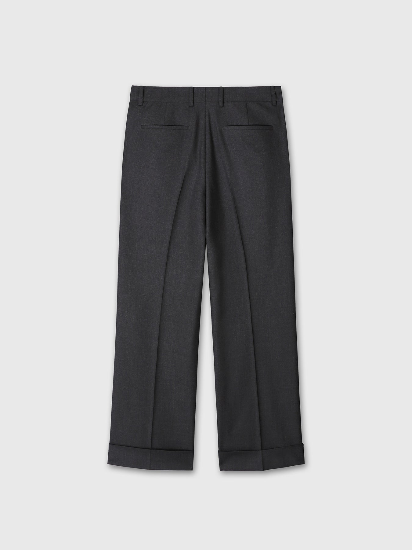 WOOL CUFFED TROUSERS_ CHARCOAL