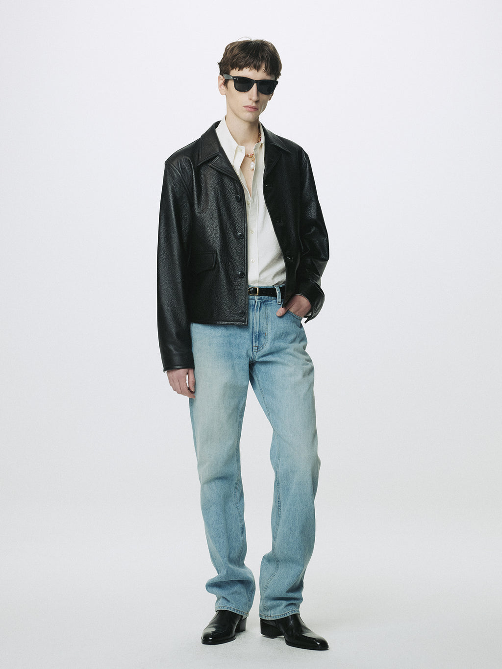 SLIM STRAIGHT DENIM JEANS_ LIGHT BLUE