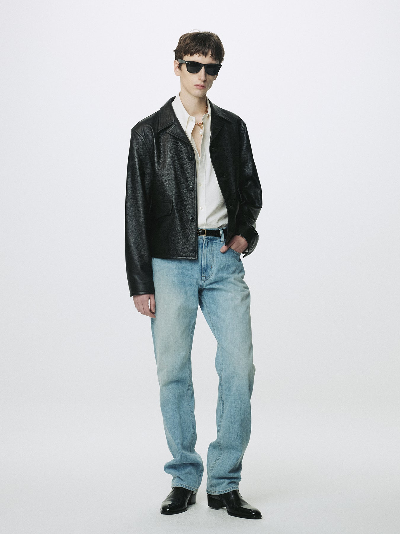 SLIM STRAIGHT DENIM JEANS_ LIGHT BLUE