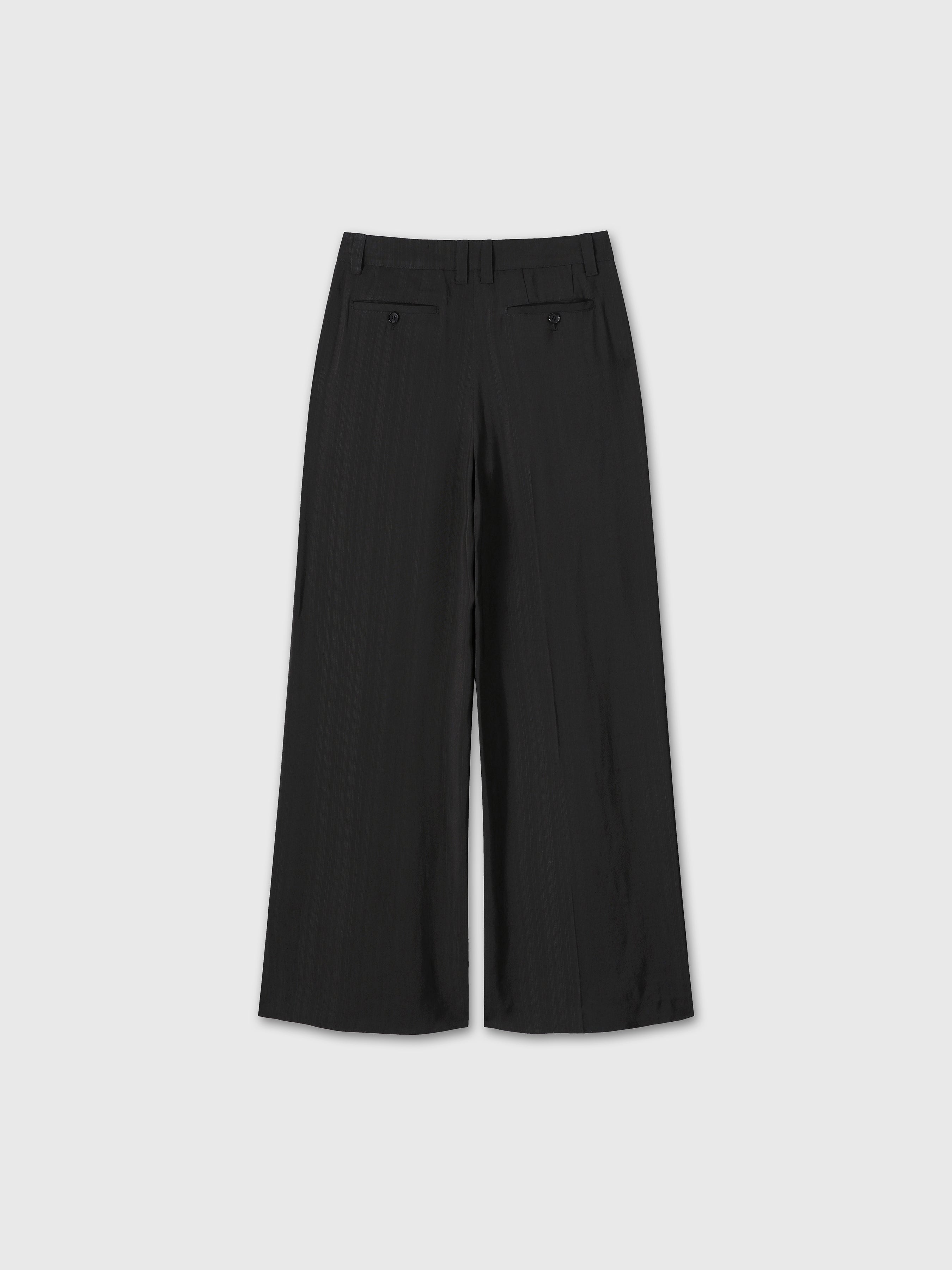(W) AIRY WIDE LEG PLEATED TROUSERS_ BLACK
