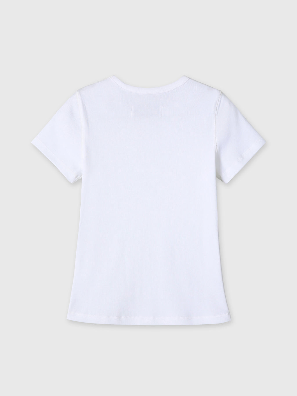 (W) RIBBED HALF SLEEVE T-SHIRTS_ WHITE