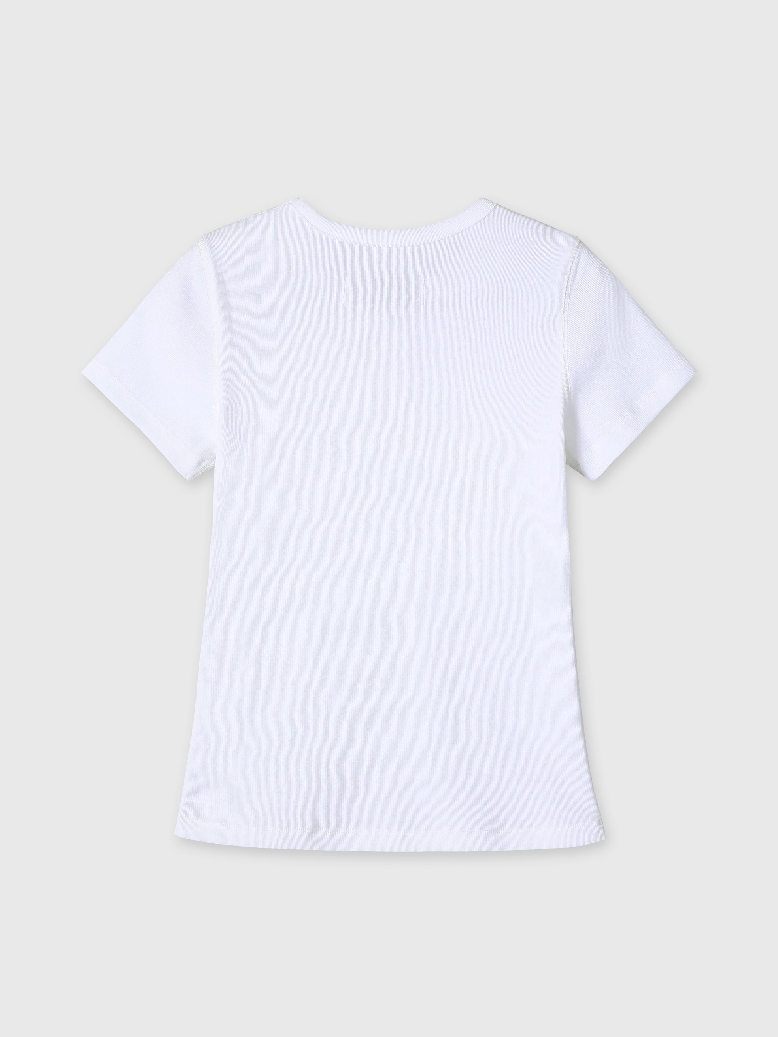 (W) RIBBED HALF SLEEVE T-SHIRTS_ WHITE