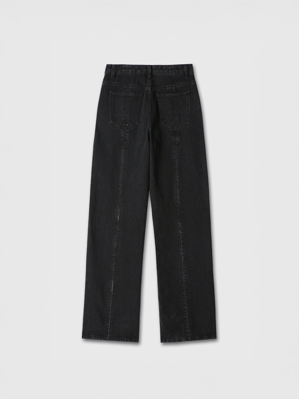 (W) ZIPPED WIDE LEG DENIM_ BLACK